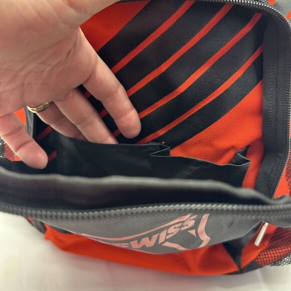 K Swiss Red & Black Backpack Classic Look Medium Size 15" x 17" Several Pockets - Picture 8 of 13
